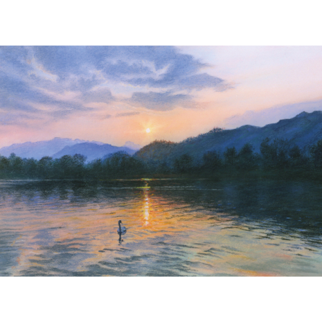Swan Sunset Derwentwater Image Swan Sunset Derwentwater Image